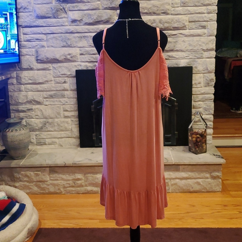 Kori America Peach Cold Shoulder Dress. Size Small - Medium - Picture 2 of 3